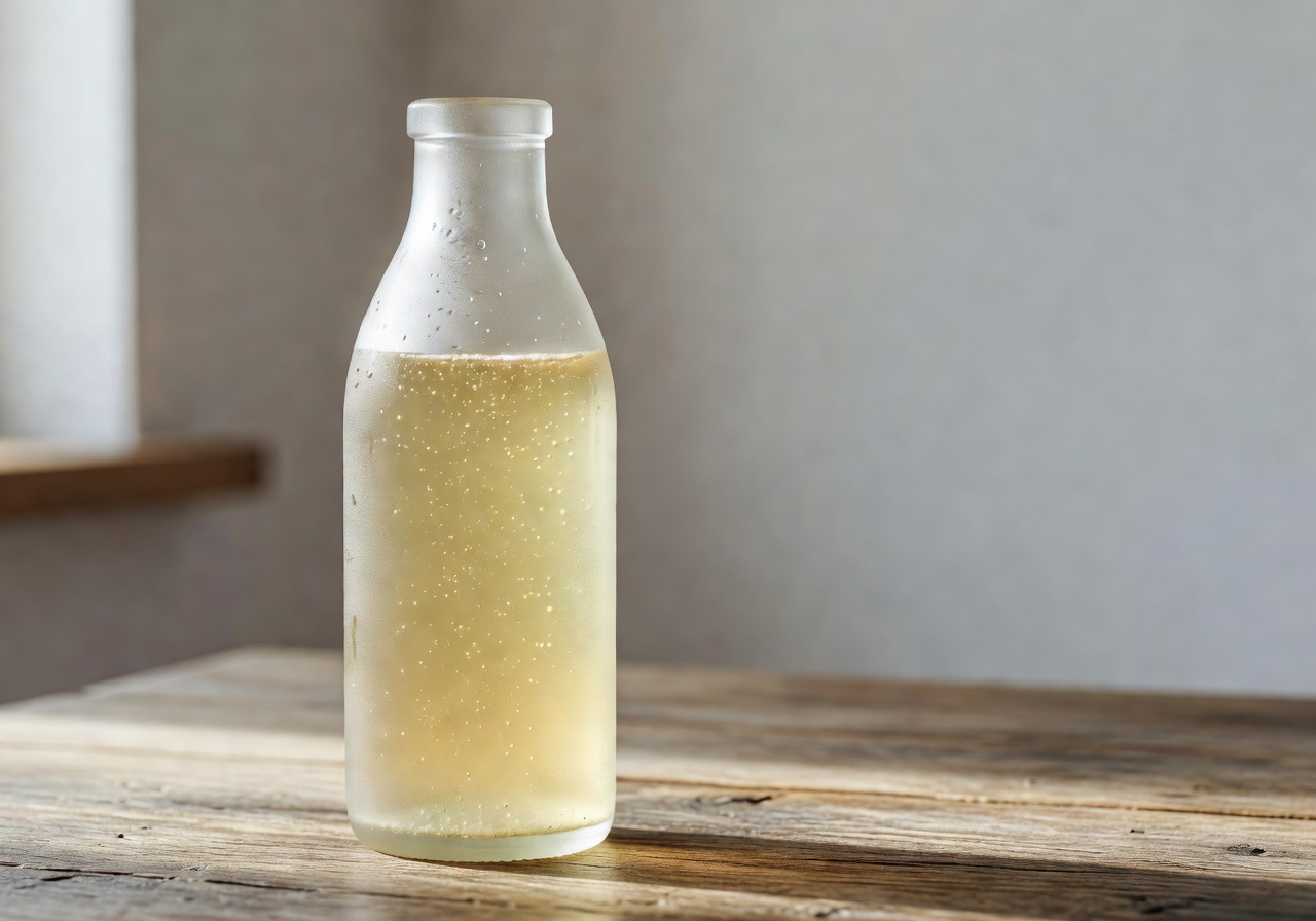 Halvorne Emmer Rejuvelac — a pale golden fermented ancient wheat drink in a frosted bottle